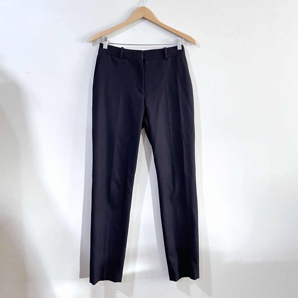 REISS Wool Twill Straight Trousers Navy Blue Zip Office Wear Business, Women 4